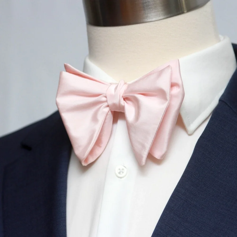 Men's Self-tied Bow Tie Big Butterfly Bow tie Light Pink S703